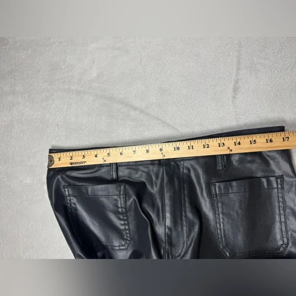 NWT Kut From The Kloth High Rise Goldie Super Flare Faux Leather Black Pants 14